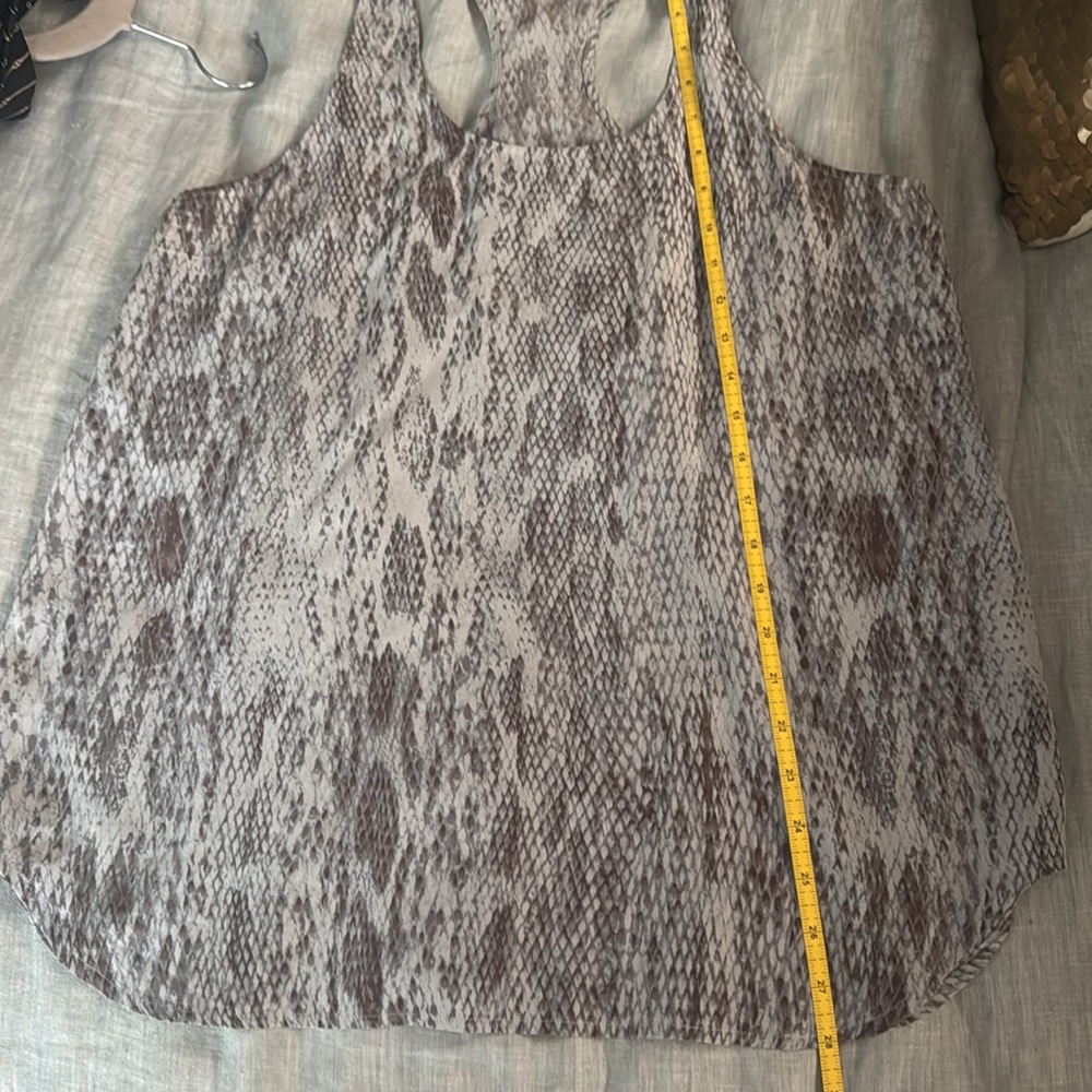 Acrobat large gray and brown snakeskin print racer back 100% silk tank - Picture 6 of 6